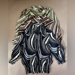 Bundle of Black, Brown, Green & White 3/4 Sleeve Blouses